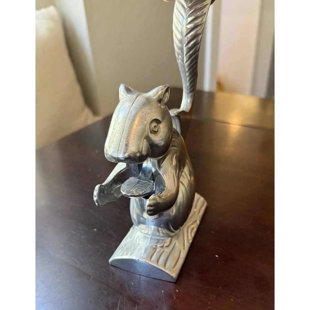 Vintage Collectible Metal Cast Aluminum Squirrel Nut Cracker